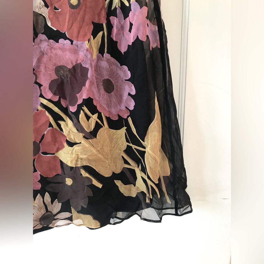 Tracy Reese | Black Botanical Floral Midi Dress 6 - Picture 2 of 10